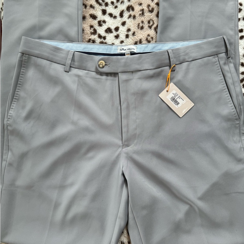Peter Millar Durham High Drape Performance Grey Pants 38/34 NWT